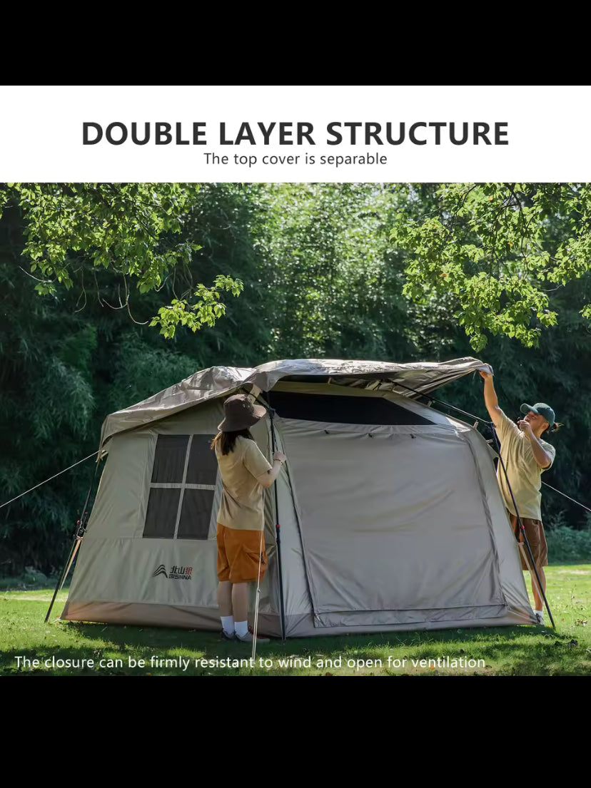 BISINNA One-touch Ridge Type Tent Titanium Glue 3-4 Persons Outdoor Automatic Camping Family Tent