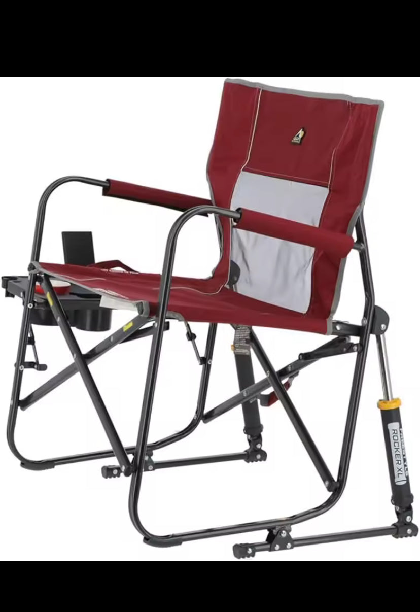 GCI OUTDOOR Freestyle Rocker XL with Side Table Camping Chair | Portable Folding Rocking Chair with Solid
