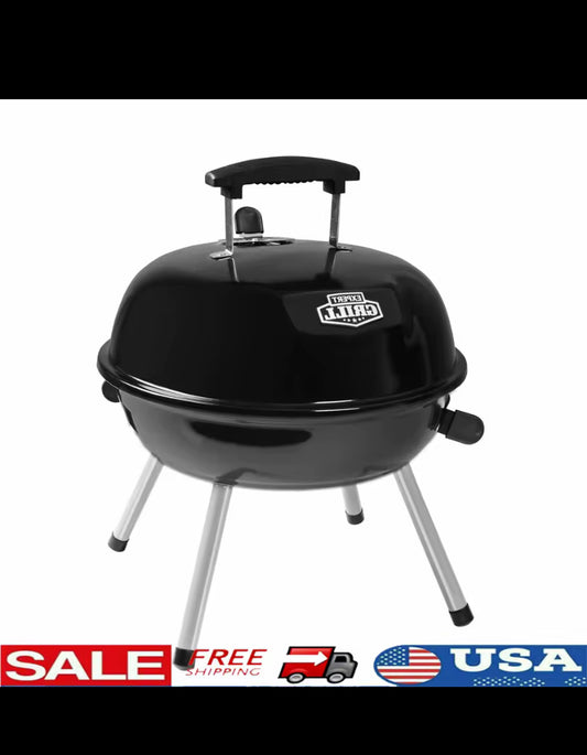 Portable Charcoal Grill 14.5 Inch Tabletop Grill Dome Design Adjustable Air Vents Ideal Camping Tailgating Picnics Easy Cleanup