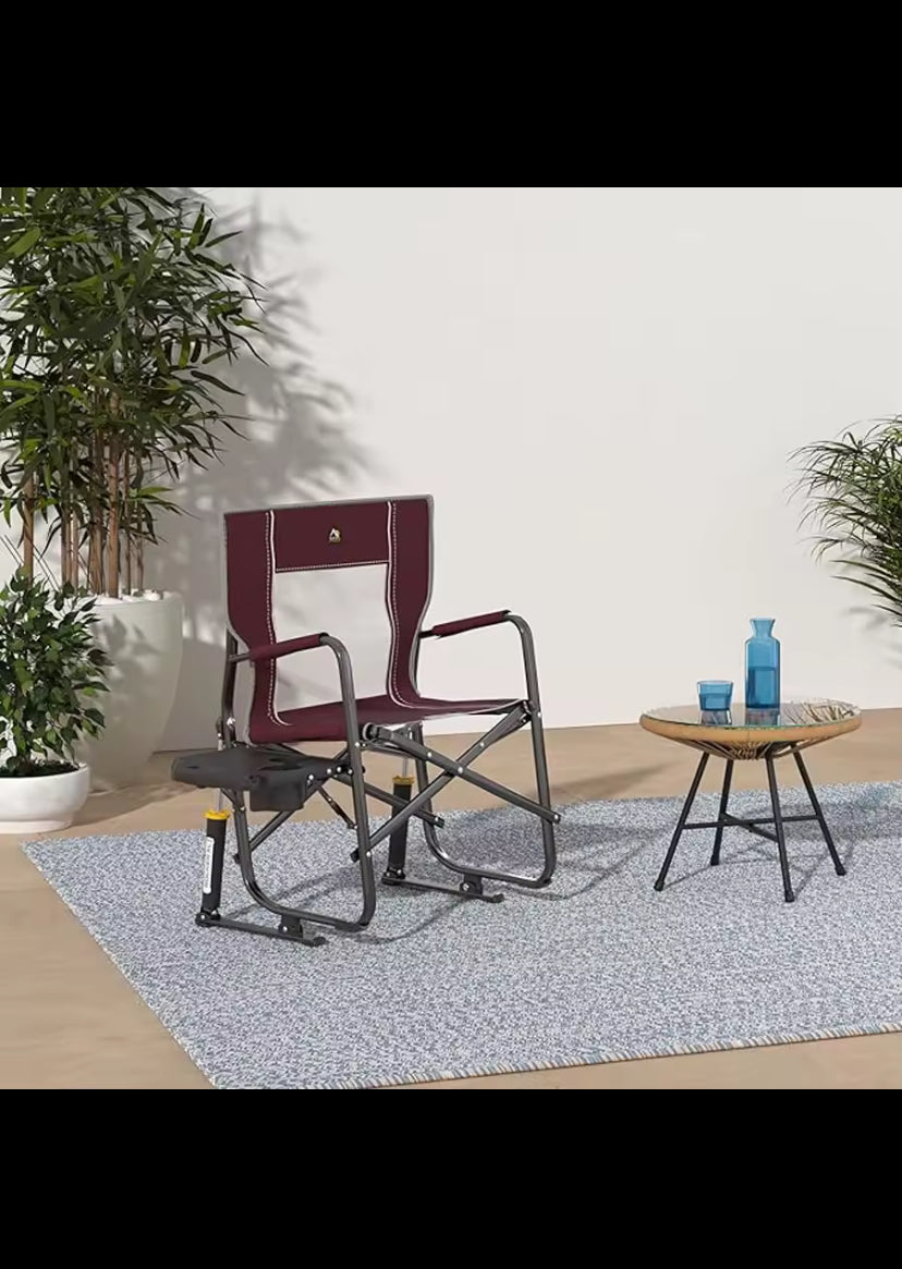 GCI OUTDOOR Freestyle Rocker XL with Side Table Camping Chair | Portable Folding Rocking Chair with Solid