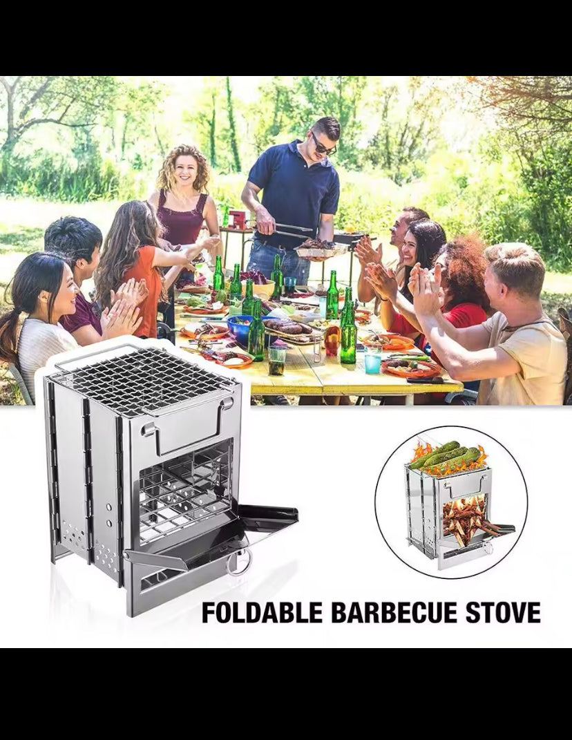 Camping Wood Burning Stove Portable Folding Camp Stove Collapsible Stove Campfire Stove for Outdoor Cooking Picnic Hiking BBQ