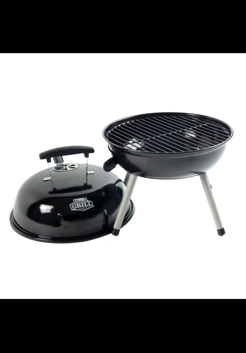 Portable Charcoal Grill 14.5 Inch Tabletop Grill Dome Design Adjustable Air Vents Ideal Camping Tailgating Picnics Easy Cleanup