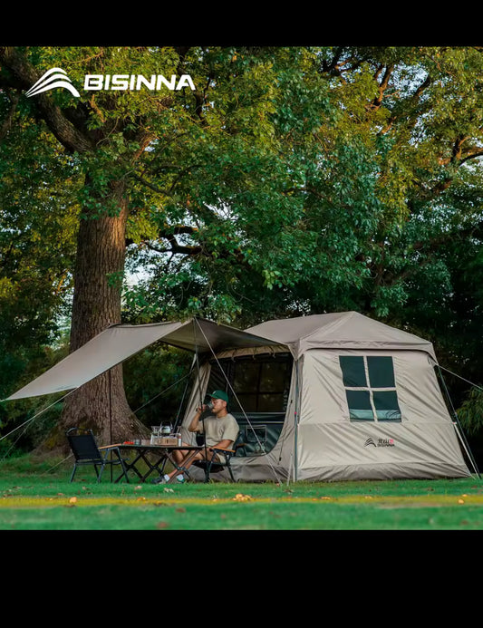 BISINNA One-touch Ridge Type Tent Titanium Glue 3-4 Persons Outdoor Automatic Camping Family Tent