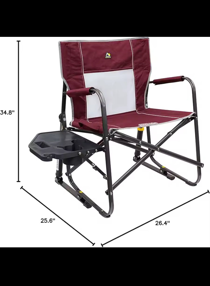 GCI OUTDOOR Freestyle Rocker XL with Side Table Camping Chair | Portable Folding Rocking Chair with Solid