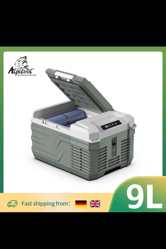 Alpicool NL9 9L Portable Refrigerator 12V/24V Small Car Fridge 100V~240V AC Electric Cooler Plug in Mini Freezer for Camping