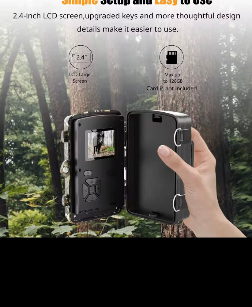 1080P Hunting Camera 2.0in LCD 16MP Infrared Night Vision Mobile Monitoring IP66 Waterproof Trail Camera