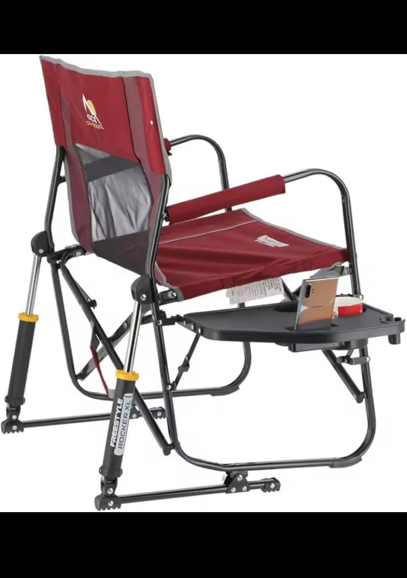 GCI OUTDOOR Freestyle Rocker XL with Side Table Camping Chair | Portable Folding Rocking Chair with Solid