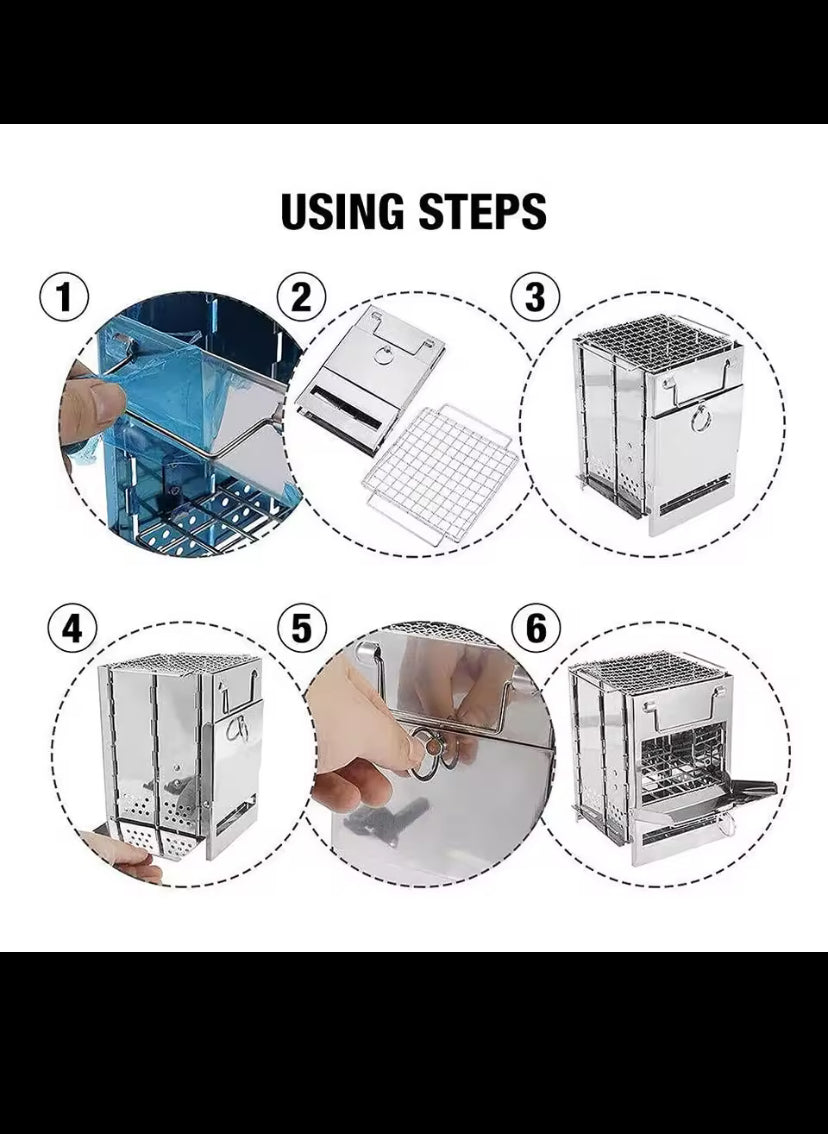 Camping Wood Burning Stove Portable Folding Camp Stove Collapsible Stove Campfire Stove for Outdoor Cooking Picnic Hiking BBQ