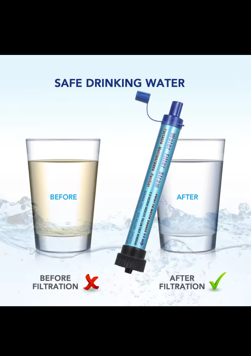 Portable Emergency Water Filter with Straw Outdoor Water Purifier Water Filtration System Camping Travel Backpacking Equipment