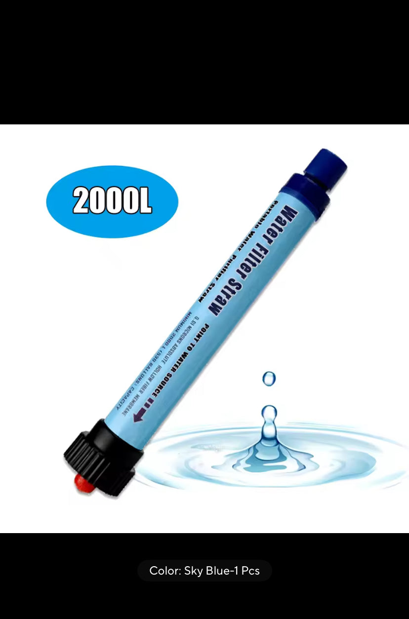 Portable Emergency Water Filter with Straw Outdoor Water Purifier Water Filtration System Camping Travel Backpacking Equipment