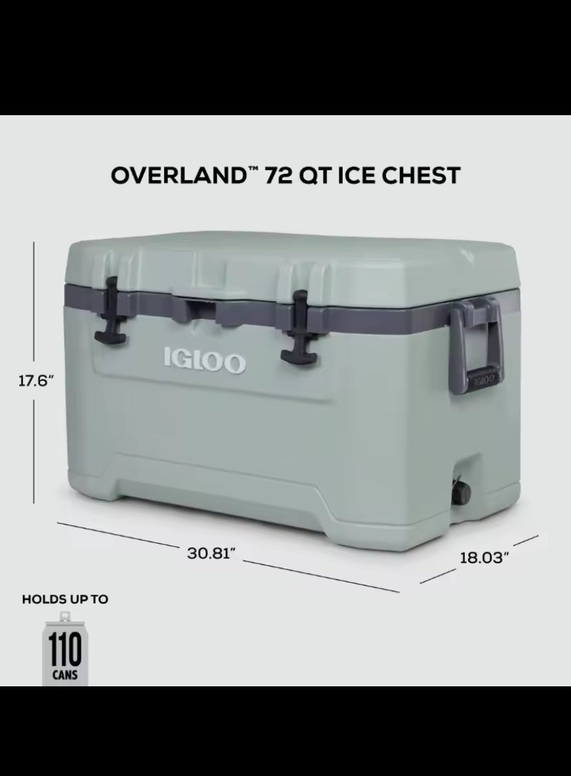 Igloo 72 QT Overland Ice Chest Cooler, Green