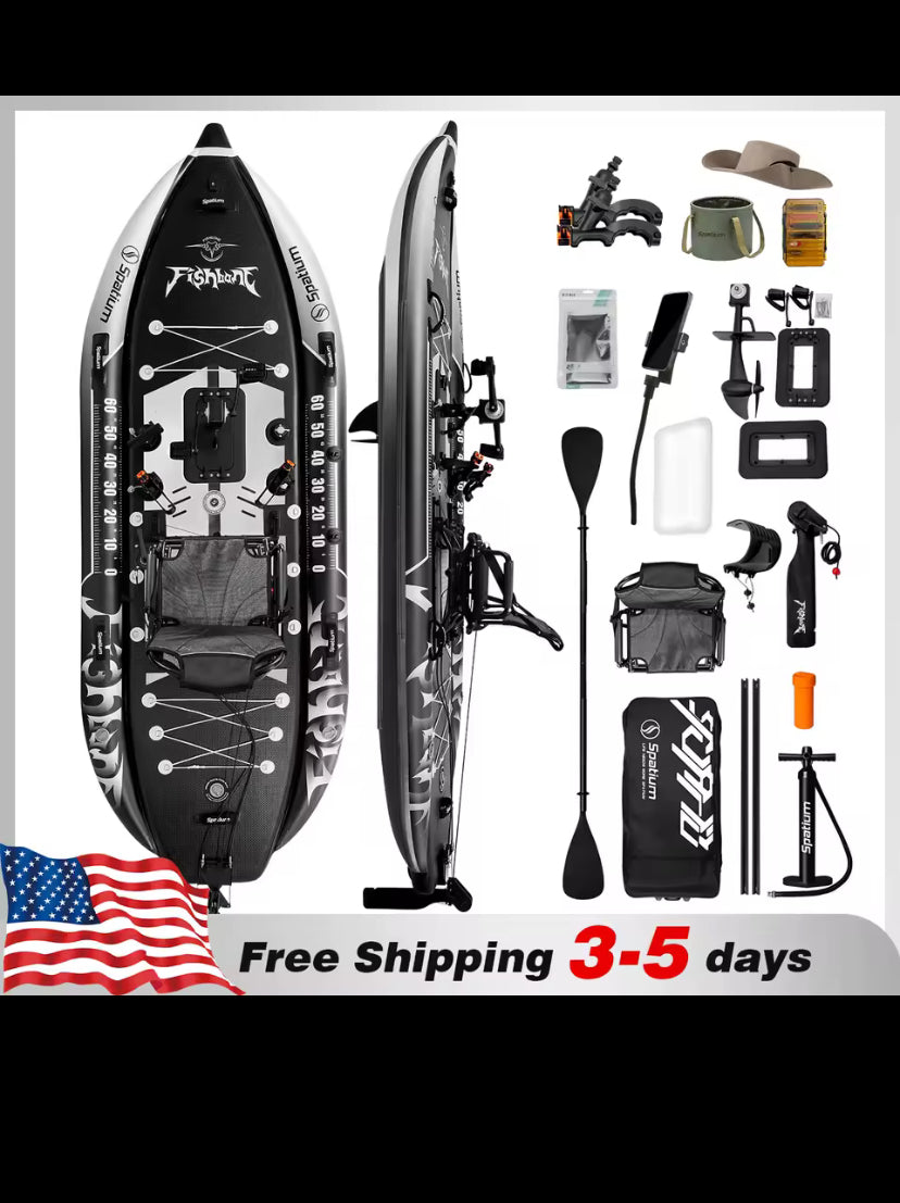 Spatium Fishing Kayak Boat Pedal Drive Sit on Top Pedal Drive Kayak Power System Orientation System, 11'*48"*6",Capacity 660LBS