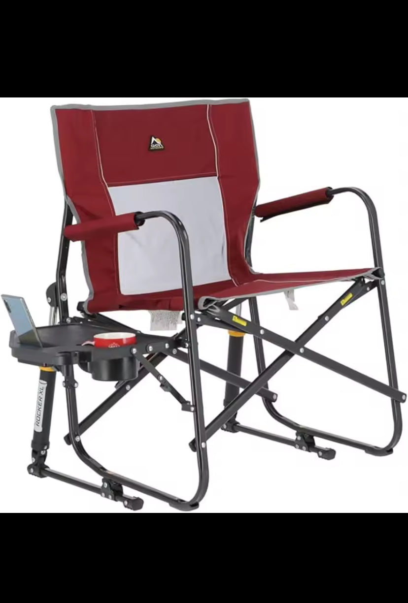 GCI OUTDOOR Freestyle Rocker XL with Side Table Camping Chair | Portable Folding Rocking Chair with Solid