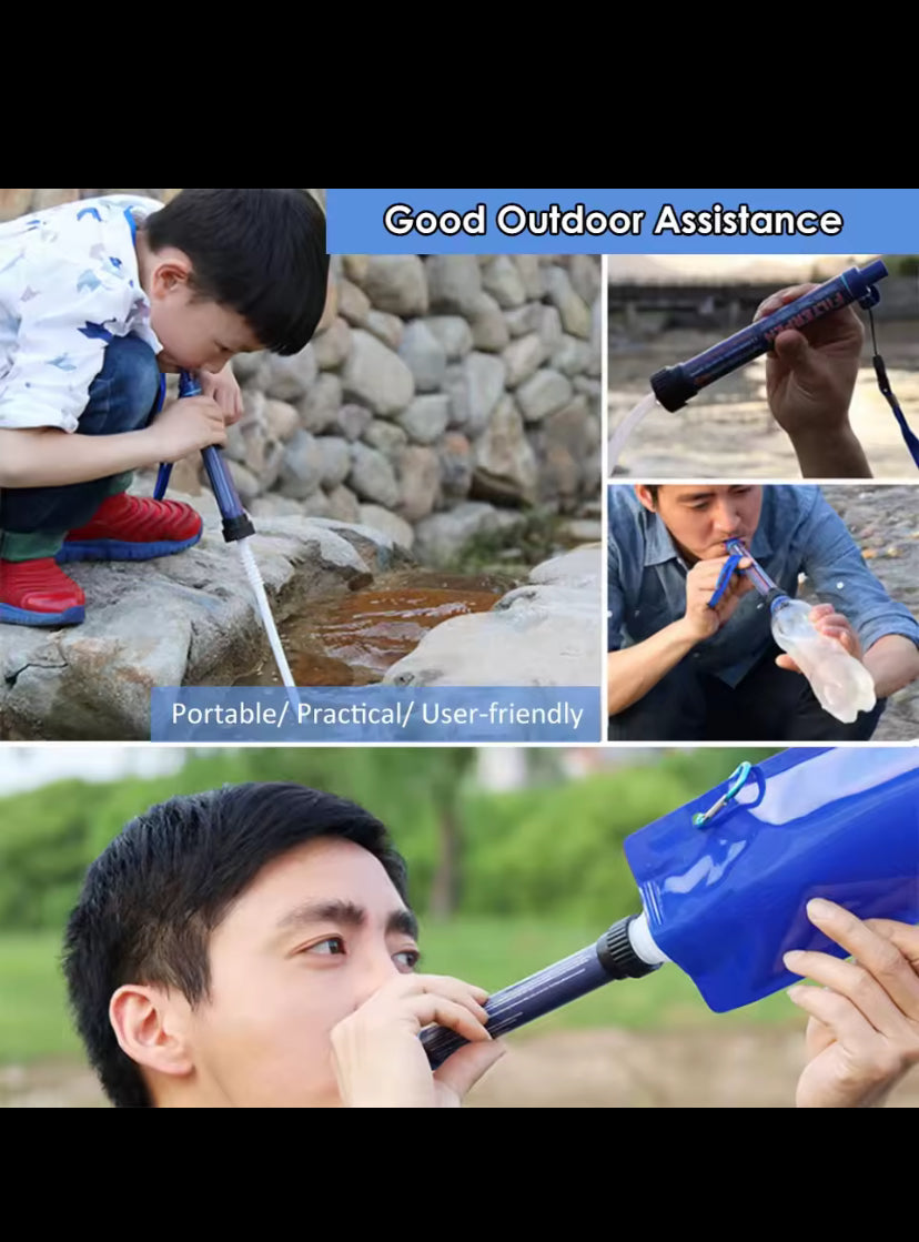 Portable Emergency Water Filter with Straw Outdoor Water Purifier Water Filtration System Camping Travel Backpacking Equipment