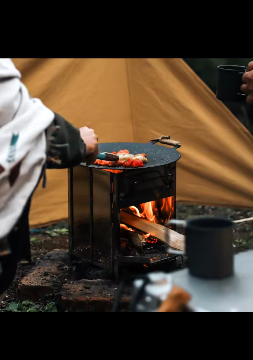Camping Wood Burning Stove Portable Folding Camp Stove Collapsible Stove Campfire Stove for Outdoor Cooking Picnic Hiking BBQ