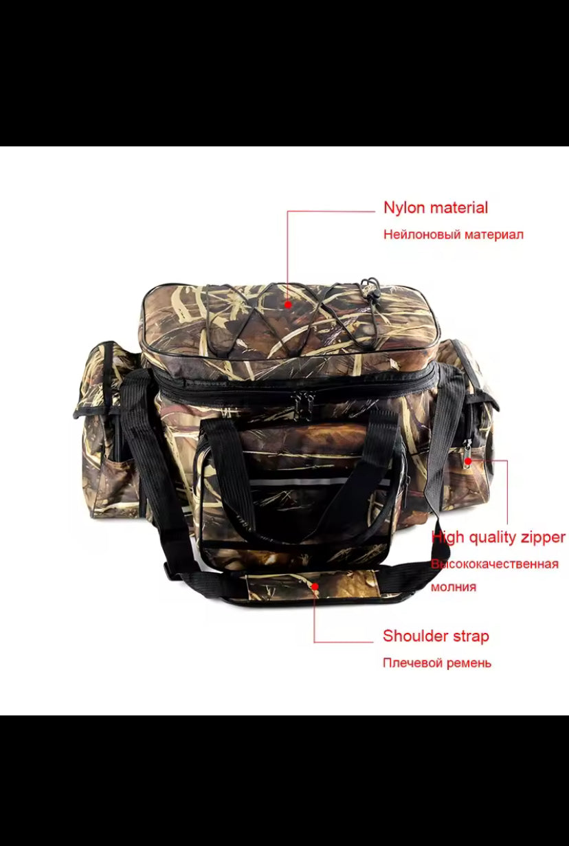 50*30*25cm Waterproof Fishing Bag Nylon Large Capacity Multi-Purpose Fishing Tackle Bag Two-Layer Outdoor Shoulder Bags